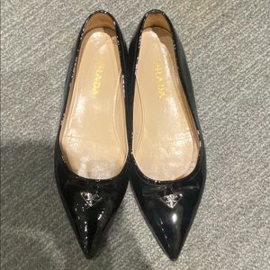 Prada patent leather pointed toe flats